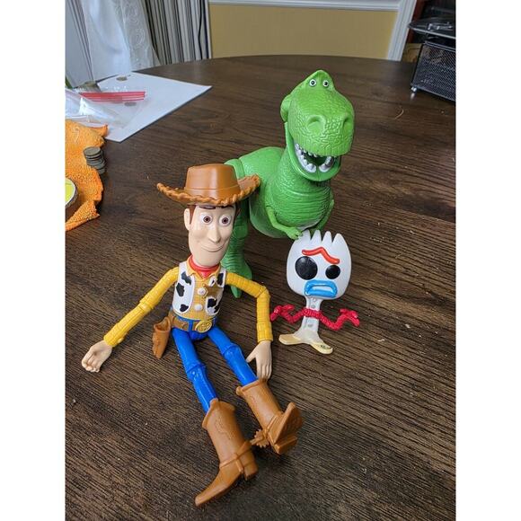 Toy Story Action Figures Lot of 3 Woody, Rex & Spone Forky Disney Pixar VIDEO - Picture 2 of 16